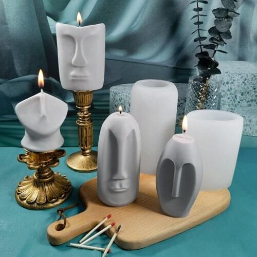 Simple Face Aromatherapy Candle Silicone Mold DIY Hand Worker-type Face Candle Abrasive Gypsum Mold Candle Making candle molds