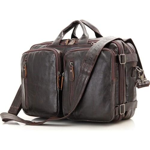 Nesitu Vintage Coffee Genuine Leather Men Briefcase Portfolio Men Messenger Bag Handbag Male Shoulder Business Travel Bags M7014