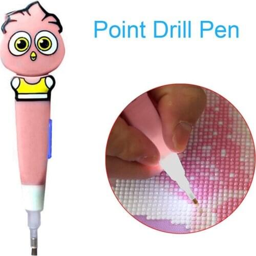Glowing Cartoon Drill Pen DIY Diamonds Painting Diamond Painting Cross Stitch (owl)pink 1 drill
