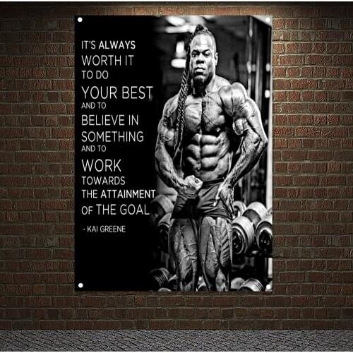 Exercise Inspirational Poster Tapestry Wall Hanging Painting Gym Decor Man Muscular Body Banner Workout Bodybuilding Flag E5