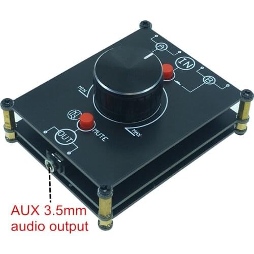 SOLUPEAK 2 IN 1 OUT Passive preamp volume control AUX 3.5mm 1/8" speaker Audio Signal Switcher Selector Signal Splitter box