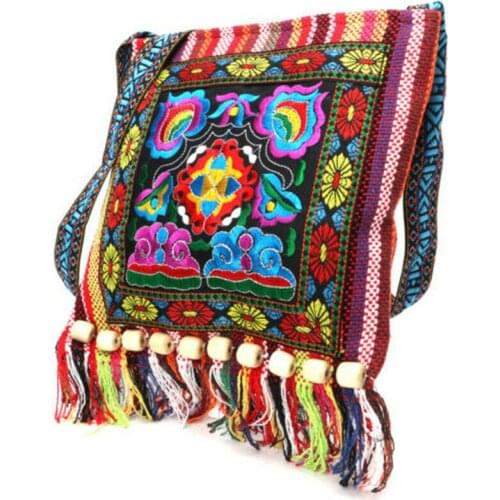 Vintage Hmong Tribal Ethnic Thai Indian Boho shoulder bag message bag linen handmade embroidery Tapestry