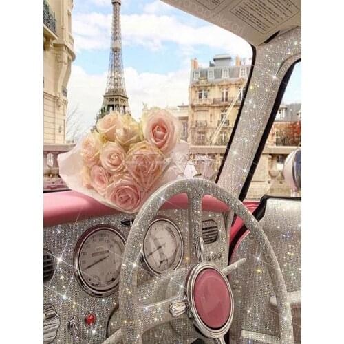 Landscape Flower Car Eiffel Tower Pre-Printed 11CT Cross-Stitch Patterns DIY Embroidery DMC Threads Handmade Hobby Floss