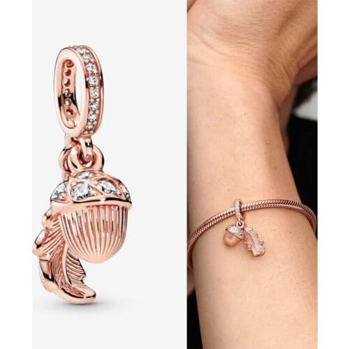 100% 925 Sterling Silver Charm Rose Gold Acorn And Falling Leaves Pendant Fit Pandora Women Bracelet & Necklace Diy Jewelry