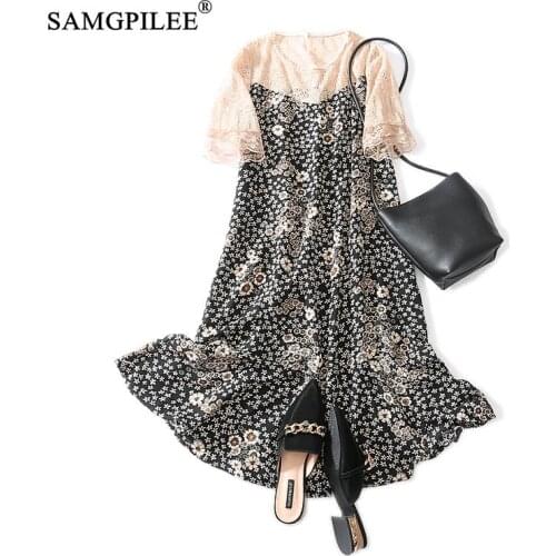 Maxi Dresses For Women Casual Dress A-line Print Short Sleeve Elegant Dress Knee-length Empire O-neck Women Summer Dresses 3XL