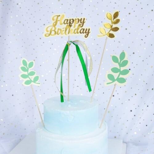 Gold letter "Happy Birthday" jam paper cake top hat 2019 cake top hat birthday party cake decoration supplies