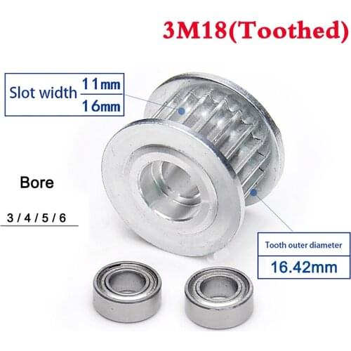 1Pcs 3M 18 Tooth 20 Tooth Idler Timing Belt Pulley Double Side Bearing Synchronous Wheel Width 11mm 16mm