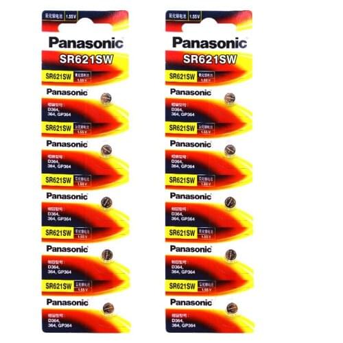 100pcs/lot Panasonic SR621SW Silver Oxide Watch Battery 6.8mm*2.1mm AG1 364 164 D364 L621 GP364 Button Cell Coin Batteries
