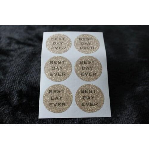 3.8cm BEST DAY EVER Rose gold glitter classic round sticker