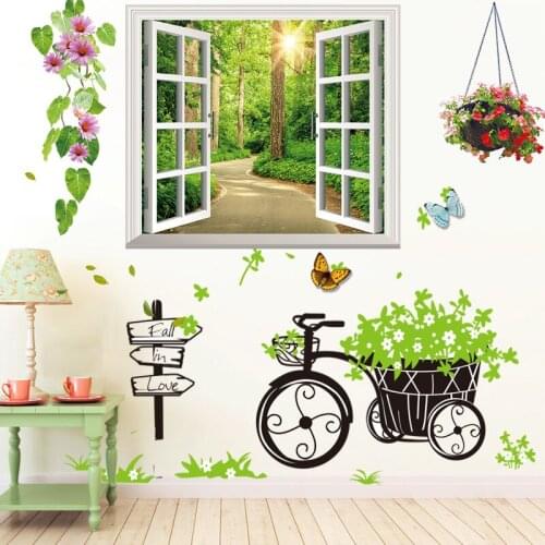 3d three-dimensional wall sticker bedroom warm self-adhesive wallpaper corridor porch fake window wall decorations