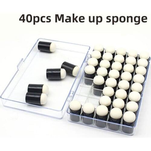 40pcs Finger Cosmetic Puff Makeup Blender Foundation Powder Bullet Puff Sponge foam finger Beauty Tools with storage box