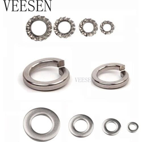 460pcs Stainless Steel Flat Washer + Carbon Steel Split Washer + Stainless teeth lock Washer Aossortment Kits
