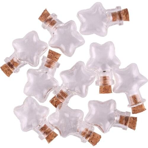 50pcs Transparent star Glass Bottle Jars Vials Wishing Bottle Cute Art Bottles with Corks Stopper DIY craft gift