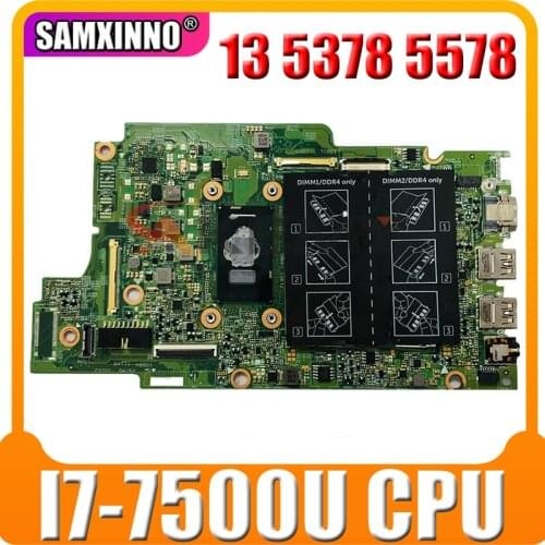 Akemy For Dell Inspiron 13 5378 5578 Laptop Motherboard CN-0P380W 0P380W P380W With SR2ZV I7-7500U CPU DDR4
