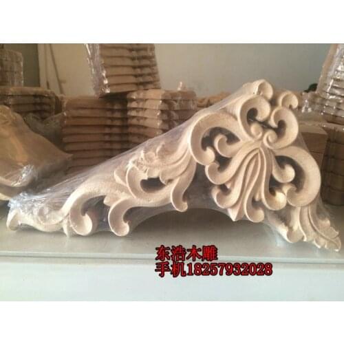 Solid wood corner flower door furniture applique cabinet door applique fashion wood shavings decoration flower sculpture 1
