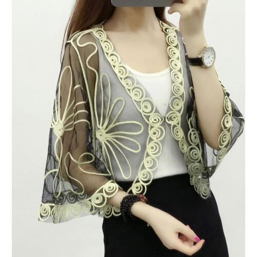 White Black Apricot Women Summer Shrugs Bolero Lace Bridal Cape Dress Elegant Wraps Beach Protection Shawls Wraps Bridal Bolero