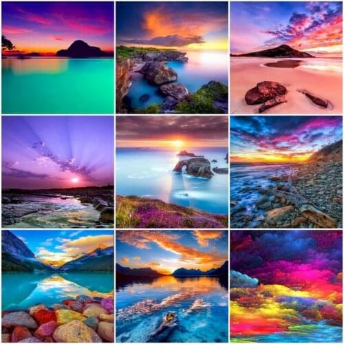 Coastal Landscape Diy HandPainted Oil Painting Paint By Numbers For Adults Children Scenery Picture Paint Home Decor Art Gift