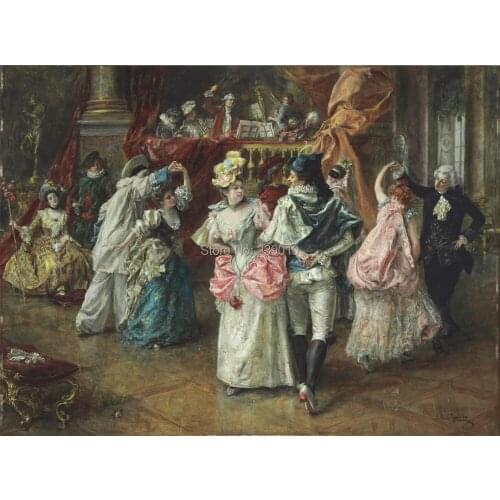 Free shipping Music Hall dance together oil painting canvas prints classical oil painting on canvas home wall decoration picture