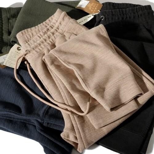 2020 Autumn Winter New Mens Sweatpants Loose Thickened 100% Cotton Elastic Waist Foot Binding Sports Capris Ankle-Lengrh Pants