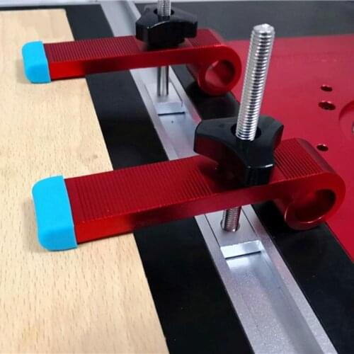 Aluminum Alloy Wood Clamp T-type Slide Slot Track Stopper Woodworking M8 Screw Positioning Limiter Miter Clip Fixed Clamp Tools