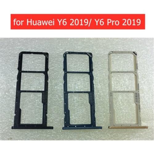 For Huawei Y6 2019/ Y6 Pro Prime 2019 Card Tray Holder SIM Micro SD Card Card Slot Adapter Holder Repair Spare Parts
