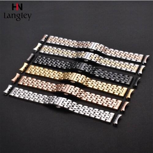 Arc mouth Interface Wristbands 14mm 16mm 18mm 19mm 20mm 21mm 22mm Stainless Steel Watchband For Wristwatch Straps