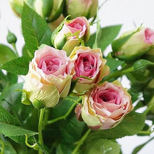 4 Rose Bud Artificial Flowers For Home Vase Hotel Photography Props Decor Wedding Simulation Flower