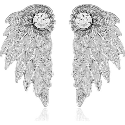 Exquisite Angel Wing Feather CZ Stud Earrings Charming Women Wedding Charm Earring Accessories Creative Ladies Party Jewelry