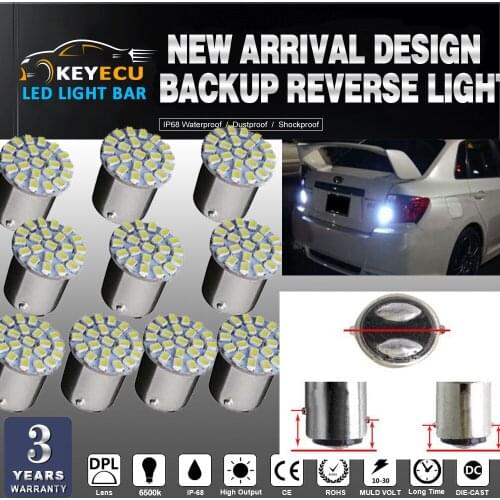 KEYECU 10pcs White 22-SMD LED Car Backup Reverse Lights Tail Bulbs Lamp 1157(BA15D) S25 P21W Extremely long lasting life DC12V