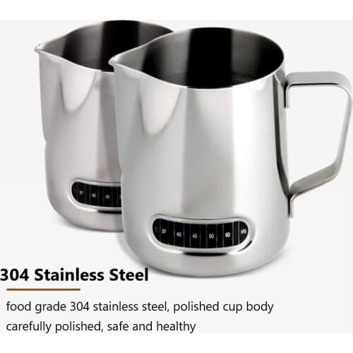 Coffee Milk Frothing Pitcher With Built-In Thermometer, Stainless Steel (20oz / 600ml) Christmas Gifts For Men