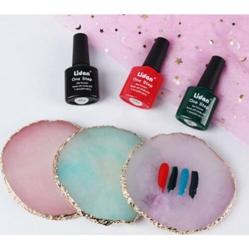 Nail Polish Palette Manicure New Nail Art Painting Resin Plate Nail Polish Palette Nail Gel Agate Golden Edge Display Tool