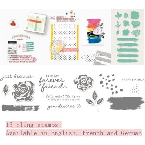 BRUSHED BLOOMS Metal Cutting Dies And Stamps Stencils for DIY Scrapbook Photo Album Paper Card Decorative Embossing Die