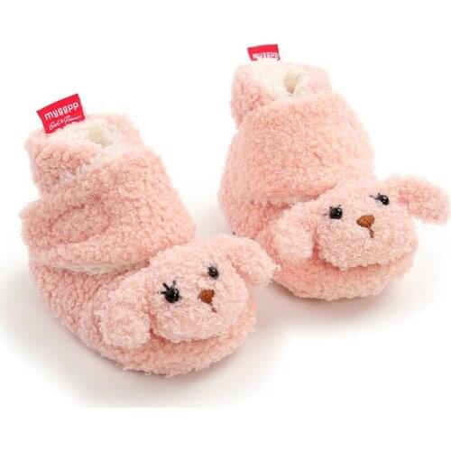 Cute Newborn Baby Girls Winter Puppy Fur Boots First Walkers Soft Soled Infant Toddler Kids Girl Footwear Shoes Ins