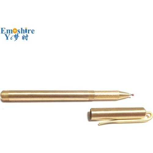 Emoshire Office Writing Fashion Brass Pen with Pen Holder Golden Clip Handmade Metal Ballpoint Pen Luxury Roller Ball Pen P333