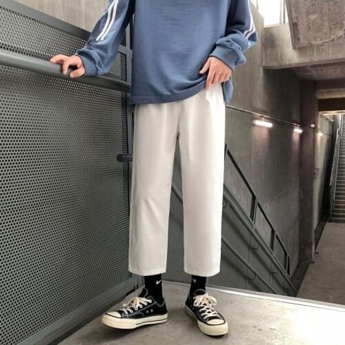 4 Colors Straight Casual Pants Mens Spring Summer Simple Solid Loose Overalls All-match Nine-point Pants M-3XL Trousers Thin