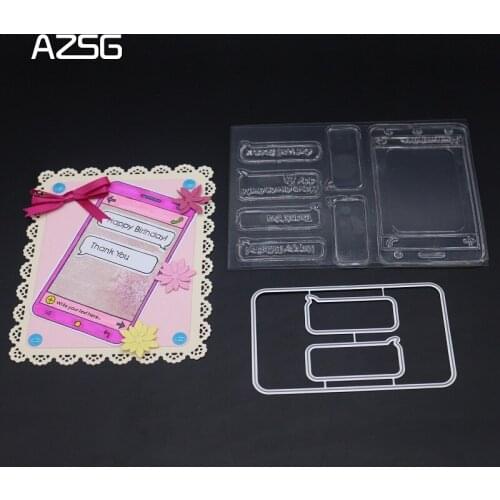 AZSG Mobile Page Metal Cutting Dies and Clear Stamp Set for DIY Scrapbooking Photo Album Decoretive Embossing Stencial