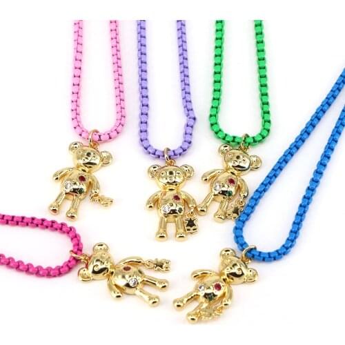 5Pcs Animal shape charm necklace,multicolor plated enamel jewelry,popular Neon Colorful Chain Necklace