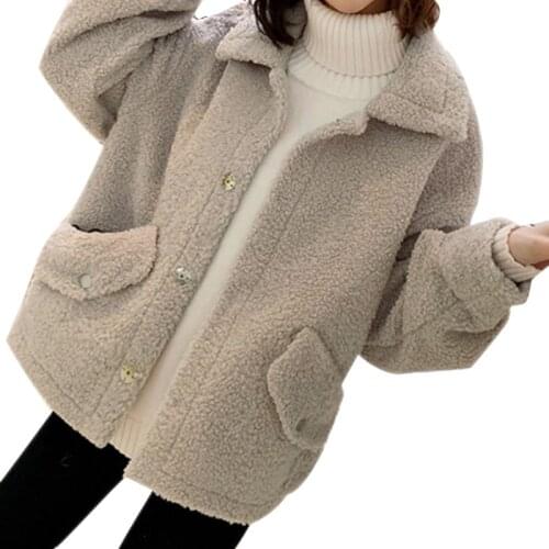 Lamb Fur Coat Womens Short Autumn and Winter New Korean Version of Loose Hair East Gate Fur One Lamb Velvet Winter Coat Women