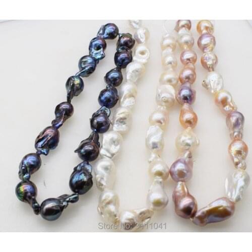 Freshwater pearl WHITE BLACK PINK PURPLE REBORN KESHI DROP BAROQUE 15" FPPJ wholesale beads nature loose beads for DIY jewelry