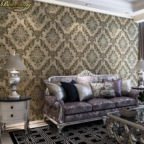 Beibehang Embossed European retro wallpapers for living room Luxury Damascus wall paper roll Background Living Room 3D wallpaper