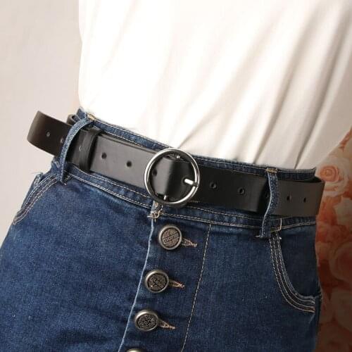 Female deduction side gold buckle jeans wild belts for women fashion students simple New Circle Pin Buckles Belt