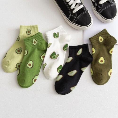 2020 Female Boat Socks Fruit Embroidery Avocado Socks Happy Cotton Ankle Funny Men Women Summer Casual Socks