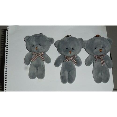 100 pcs/lot Teddy Bear Cute Plush Bag Keychain pendant toy Car Key Holder for Bag Charm Hanging Gray Key Ring Pendant Doll