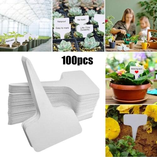 100 Pcs Plant Tags Nursery Plants Marker Labels Plants Name Tags T-type Gardening Planter Tool Set