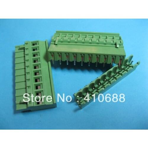 20 Pcs 10way/pin Pitch 5.08mm Screw Terminal Block Connector Green Color Pluggable Type Angle 2EDCD-5.08A-2EDCR HOT Sale