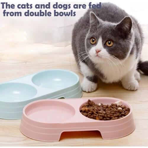 2021 Pet Cat Dog Bowl Feeder Plastic Puppy Cat Food Water Drinking Dish Feeder Cat Puppy Feeding Supplies Small Dog Accessories