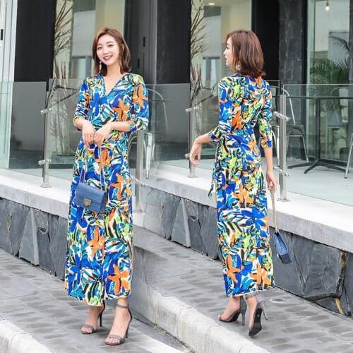 2021 New Print Summer Dress Evening Long Vintage Dress Party Oversize Short Sleeve Beach Women Dresses Robe Vestido Prom