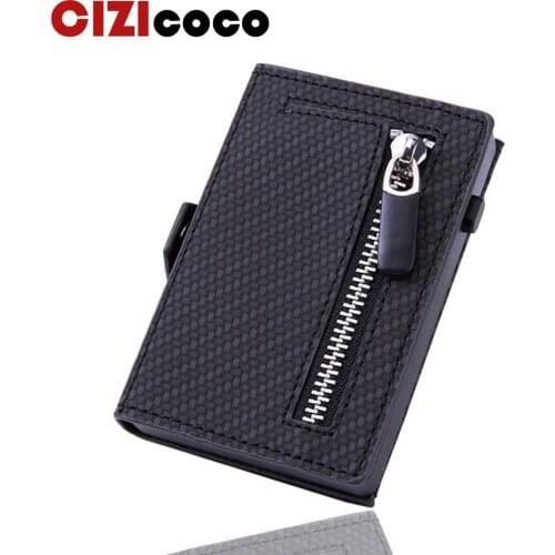 2020 Small Carbon Fiber Rfid Card Holder Men Wallets Money Bag Male Vintage Black Male Purse Leather Mini Slim Wallets Walets