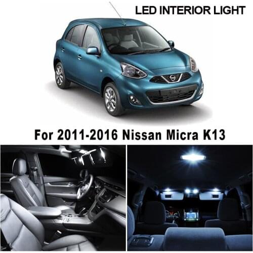 8pcs White Canbus Error Free LED Bulb Interior Dome Map Trunk Light Kit For 2011-2016 Nissan Micra K13 License Plate Lamp