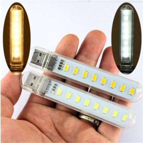 8LED USB 5V Power Input LED Night light Desk Book Reading Lamp Camping Bulb For Mobile Charger Laptops